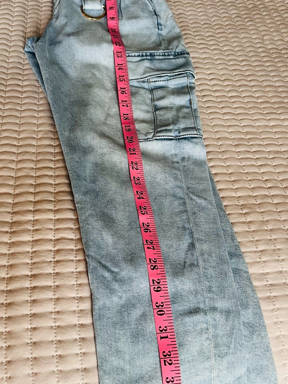 White House Black Market Petite Extra High Rise Light Wash Cargo Jean - Picture 3 of 8